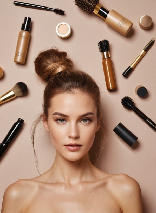 a green working space with laptop, notes, plants, computer